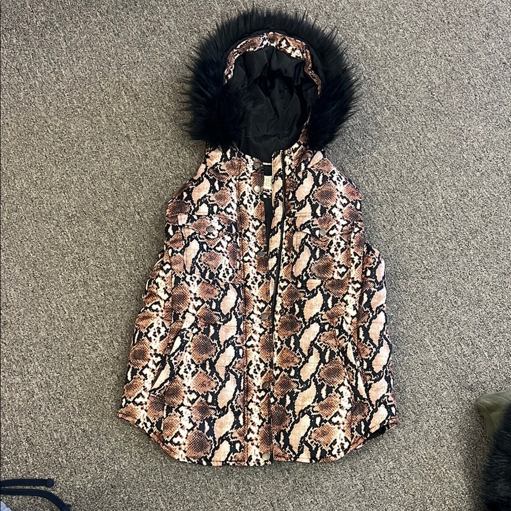 Snake Print Hooded Vest